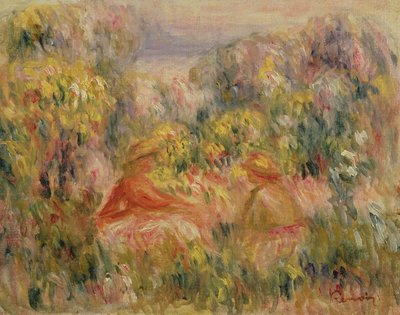 Twee figuren in landschap, 1917-19 door Pierre Auguste Renoir